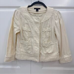 Women's Small Cream Gap fringe trim Jacket